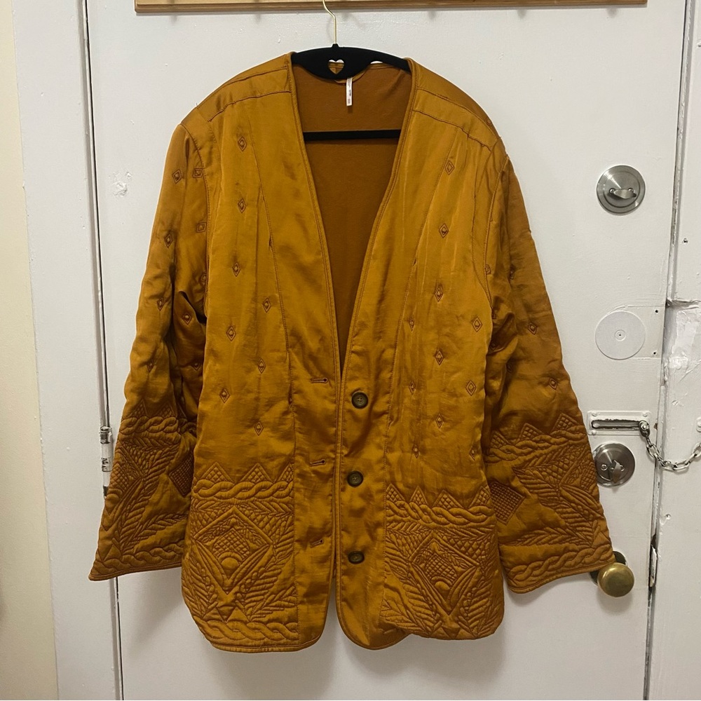 Free People Quilted Embroidered Jacket